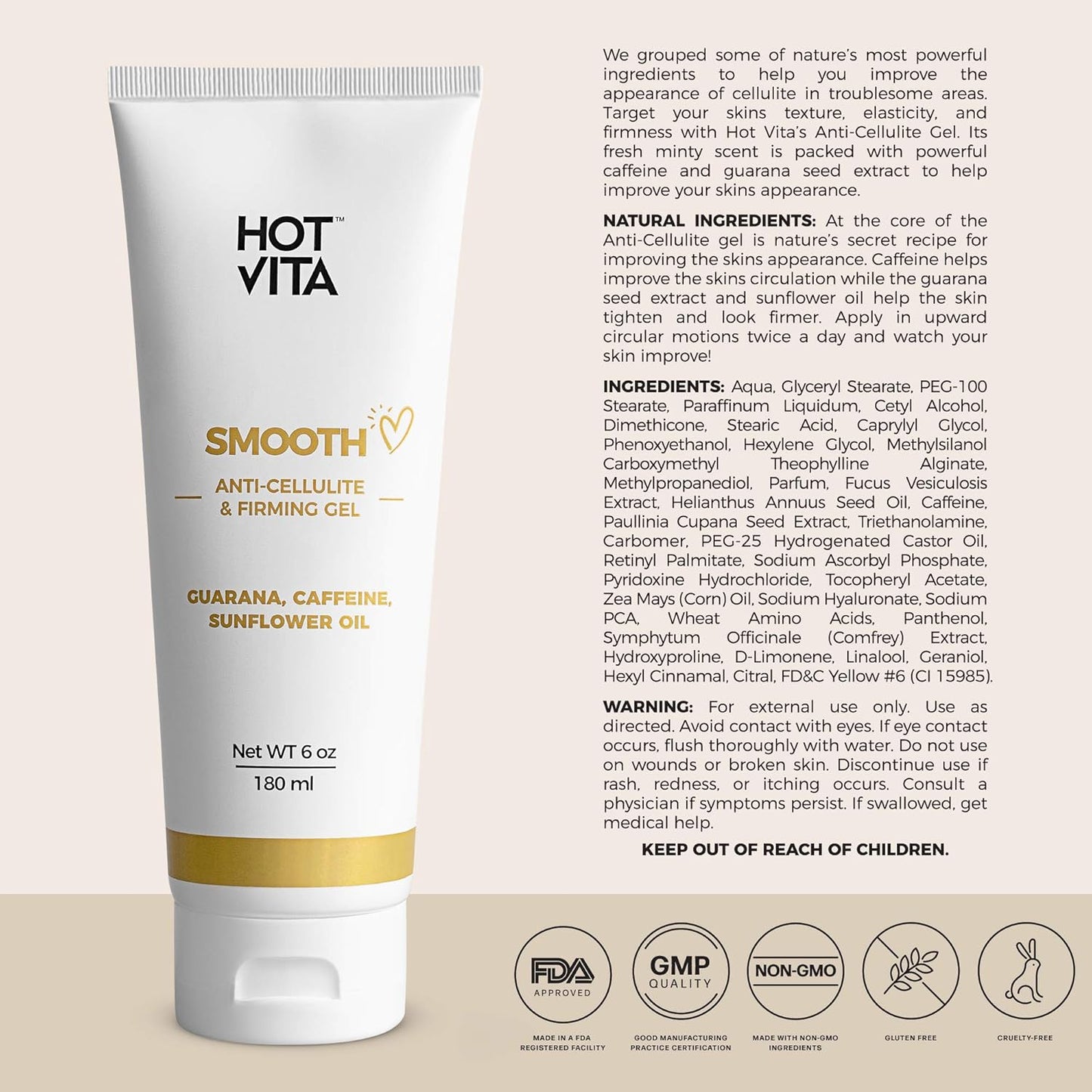 anti Cellulite Gel – Skin Tightening & Firming Body Lotion – anti Stretch Mark Cream (6 Oz)