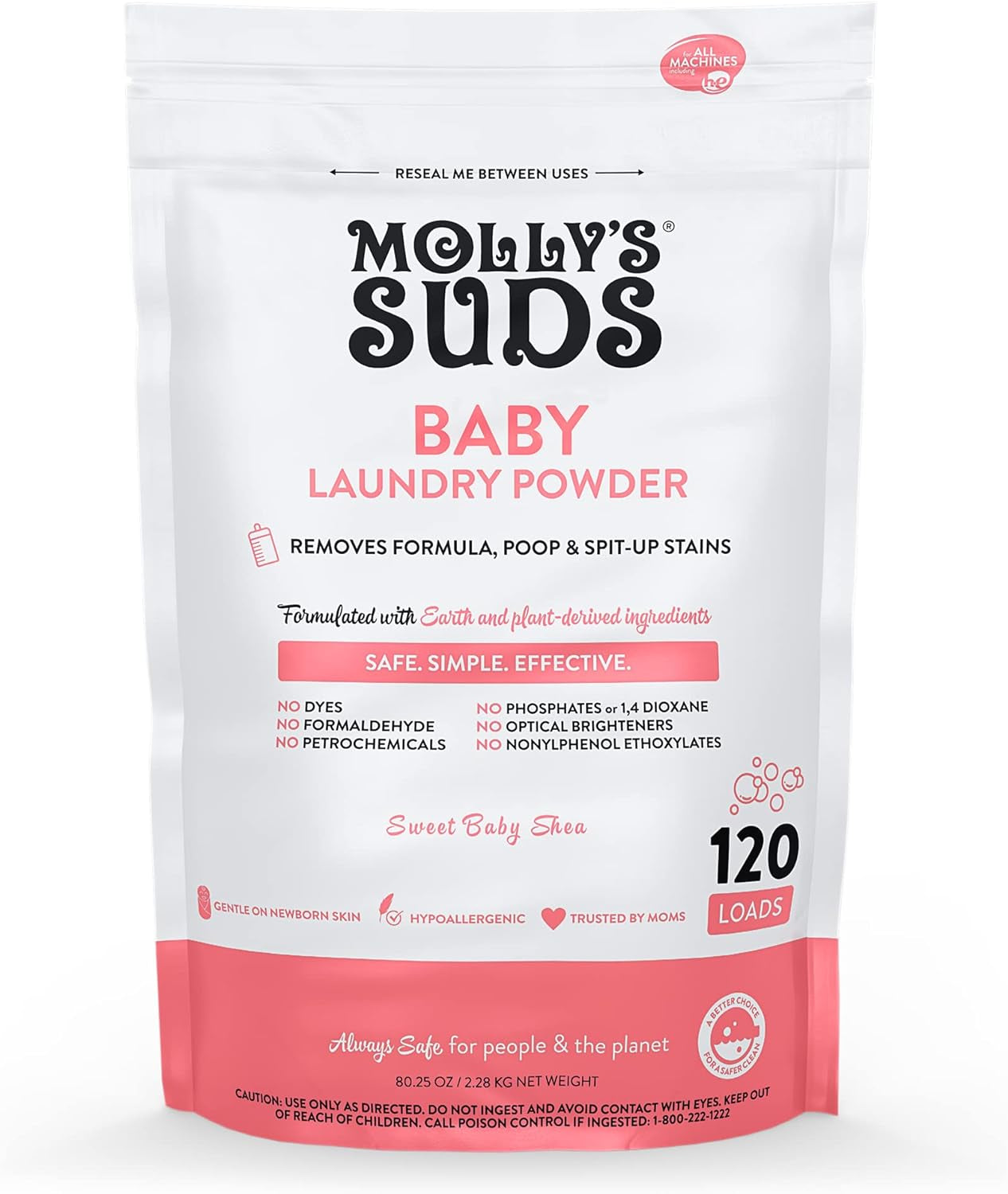 Baby Laundry Detergent Powder | Removes Formula, Poop & Spit-Up Stains | Extra Gentle for Newborns (Sweet Baby Shea)
