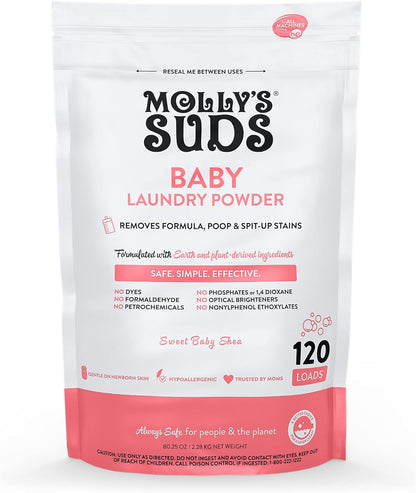 Baby Laundry Detergent Powder | Removes Formula, Poop & Spit-Up Stains | Extra Gentle for Newborns (Sweet Baby Shea)