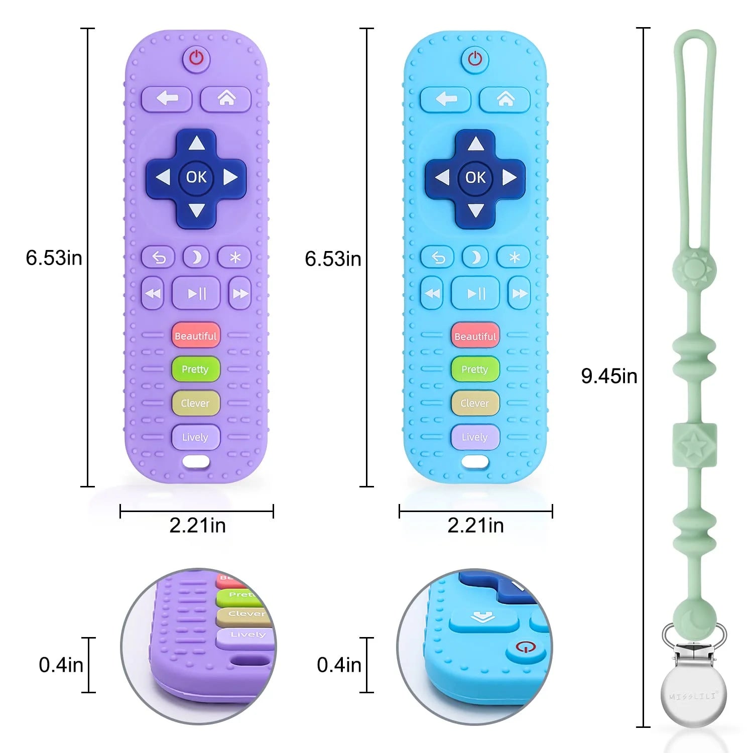 Baby Teething Toys for 6-12 Months, 2 Pack TV Remote Control Silicone Teething Toys for Baby Chew Toys