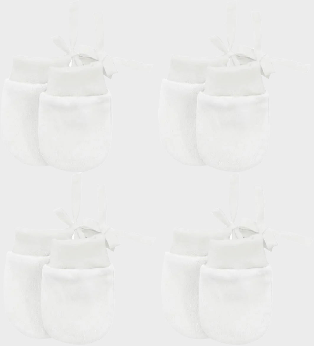 Baby Mittens 0-6 Months Cotton Newborn Mittens No Scratch Mittens for Baby Girls Boys Infant Mittens a 4 Pairs White 0-12 Months