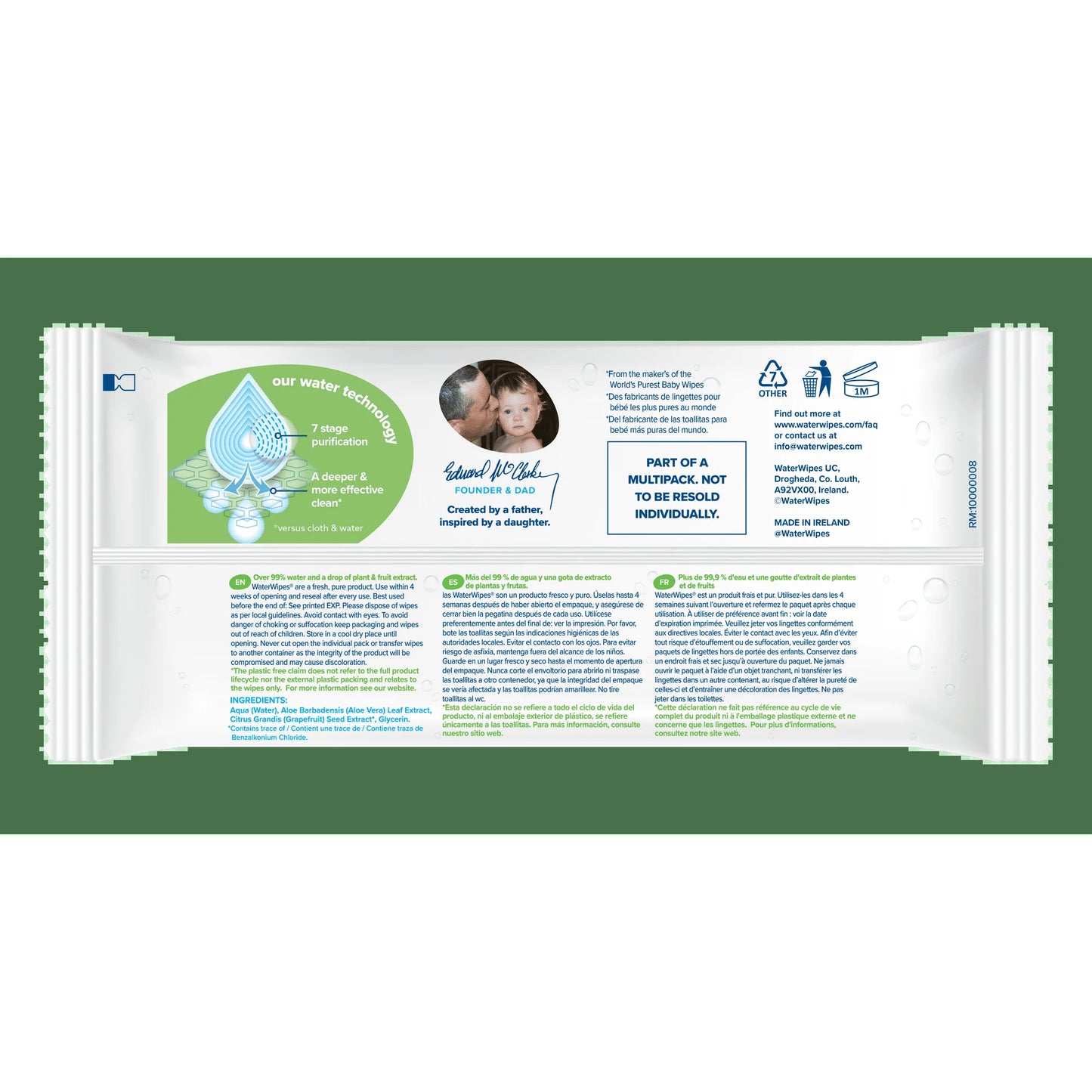 (4 Pack)  Hydrating Clean 99% Water Based Aloe Vera Baby Wipes, 2 Resealable Packs (120 Wipes)