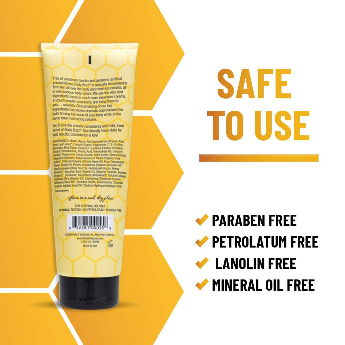 Body Buzz Cream - Cellulite Cream - Skin Firming Cream for Pregnancy - Deep Moisturizing Body Cream - Belly Butter for Pregnancy, Cellulite and Firming Cream, 8 Ounce