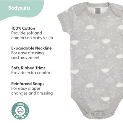 Newborn Baby Layette Gift Set for Boys and Girls, Shower Gift Essentials, Grey Sleepy Elephants