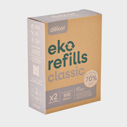 Diaper  Eko Classic Refills, 2 Count | ONLY Eco-Friendly Diaper Pail Refills Made with 70% Recycled Materials | Quicker, Easier & More Cost Effective than Trash Bags