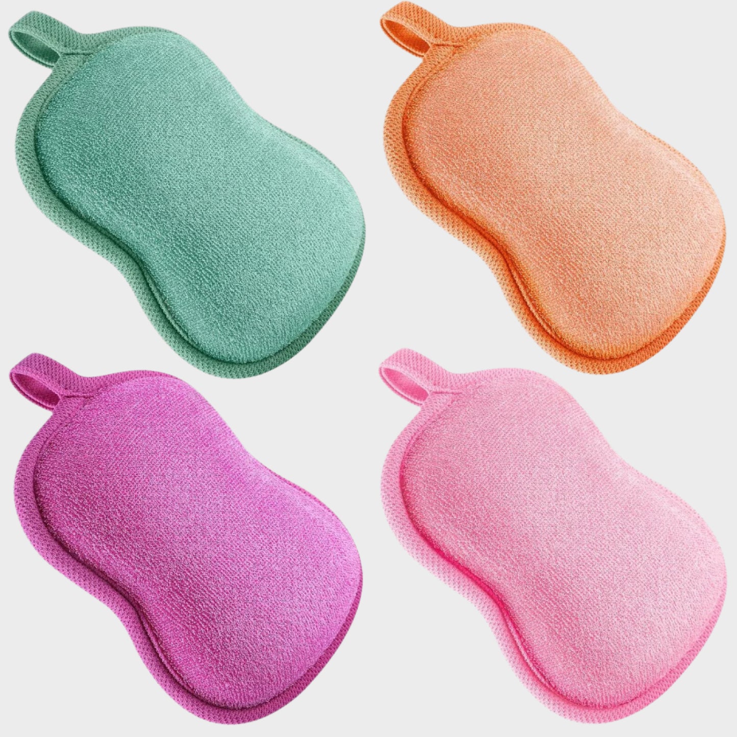 4 Pieces Baby Bath Sponge Cotton Baby Sponge Toddler Soft and Absorbent Loofah for Kids Babies Men Women(Red, Purple, Green, Orange)