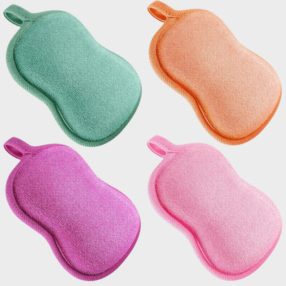 4 Pieces Baby Bath Sponge Cotton Baby Sponge Toddler Soft and Absorbent Loofah for Kids Babies Men Women(Red, Purple, Green, Orange)