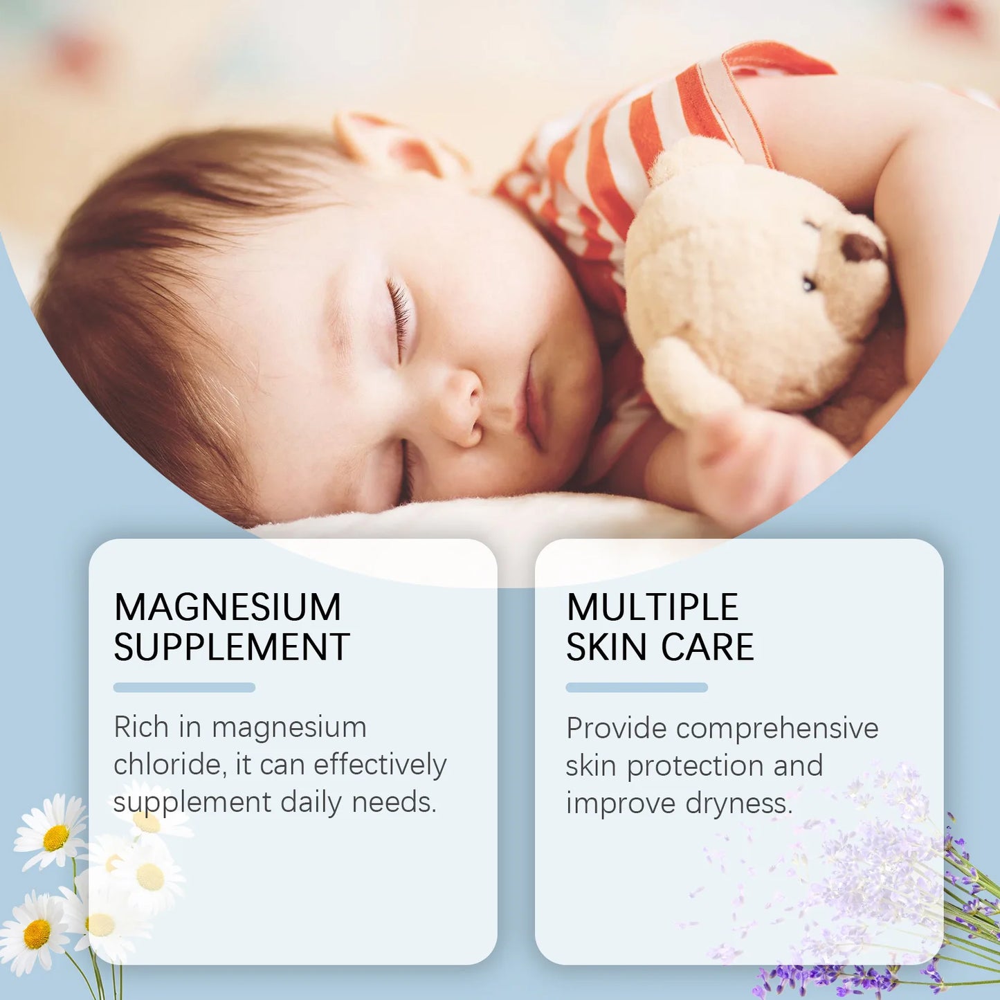 Magnesium Body Lotion Relieve Muscle Pain Anxiety Smoothing Softening Nourishing Relaxation Better Sleep Quality Kids Care Cream